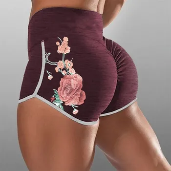 Секси Yoga Shorts тай-dyed Women Sports Носете цветя print Fitness Short Pants Кльощава Жена Push Up Gym ластични шорти#g3