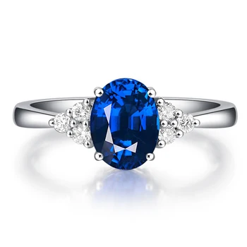 Knobspin 925 сребро овални сини сватбени пръстени за жени 6*8 мм высокоуглеродистый Диамант партия изискани бижута подарък