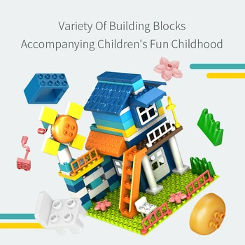 Голям Размер На Градската Архитектура Вила Строителни Блокове Съвместим Duploed Блок Начало Село Модел Събират Тухли За Деца, Подарък