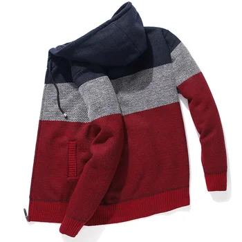 вълна и дебели пуловер мъжете есен-зима на топло вязаный мъжки пуловер случайни пуловер с качулка мъжете памук Sweatercoat Pull Homme
