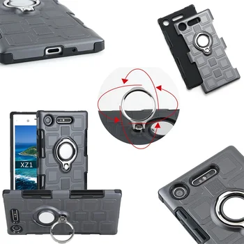 Удароустойчив калъф за Sony Xperia XZ1 XA1 Ultra силиконов калъф с кольцевым притежател на Sony L1 E6 AntiShock Armor TPU+чанта за КОМПЮТЪР-телефон