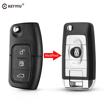 KEYYOU 3 Button Modified Flip Remote Car Key Shell Case Fob за Ford Fusion, Focus, Mondeo, Fiesta Galaxy Automobile FO21 Blade