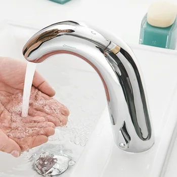 Смесители за мивки автоматичен кран инфрачервен баня мивка кран безконтактен индуктивни електрически комплект тоалетна измиване миксер кран 8906