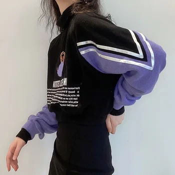 Harajuku Hoody Качулки Жени Зимни Върхове Мода Модел На Печатни Hoody Есен Поло Връхни Дрехи Топъл Пуловер
