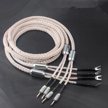 Аудиофильский акустичен кабел Micro Space мед сребърно покритие HIFI Аудио line Carbon Fibre Banana Plug / Y Спейд Connector