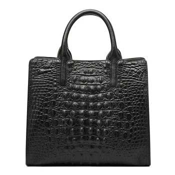 Най-горния слой телешка кожа дамска чанта крокодил модел чанта за през рамото на High end женствена чанта през рамо с голям капацитет пътна чанта