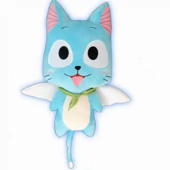 30-58см аниме Fairy Tail Happy плюшен играчка Kawaii Happy Blue Cat меки играчки кукла играчка фигурка за деца подаръци мека играчка за момичета