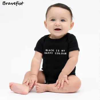 Черни букви на печат Детски боди памук с къс ръкав 0-24 месеца, Бебешки дрехи, момчета и момичета дрехи новородени тела съоръжения