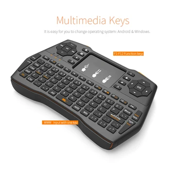 Български английски 2.4 GHz Безжична мини клавиатура Air Mouse дистанционно управление с тачпадом за Android TV Box PS4 QWERTY клавиатура