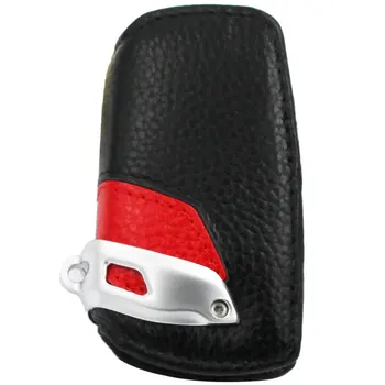 Дистанционно ключ чанта естествена кожа е ключът Shell Case Smart Car Key корпус на кутията ключодържател за BMW 1 3 5 series F30 F35 X3 7 червен син черен