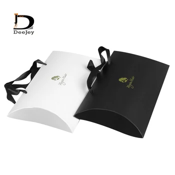 потребителски САМ бяло и черно 30x20x6cm хартия възглавница дисплей за бижута кутия за обеци / пръстен / комплект бижута кутия с дръжка