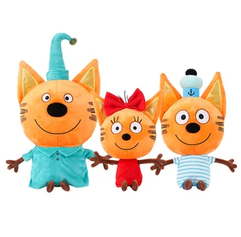 27-33 см руски три щастливи котки, плюшени играчки кукли, бисквити, бонбони пудинг кукли фигура е детска играчка, Коледен подарък