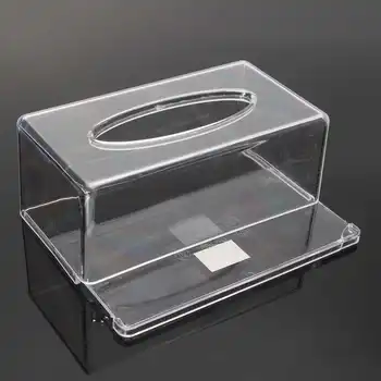 Капакът На Кутията Плат С Правоъгълна Кърпа Автомобил Офис На Притежателя На Хартия Баня Тоалетна Автоматично Калъф За Съхранение Прозрачен Акрил