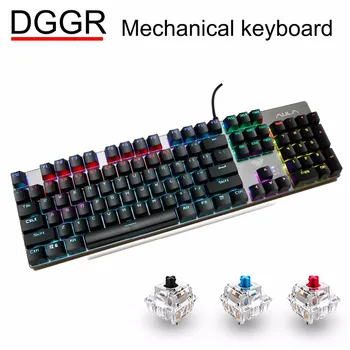 DGGR е геймърска механична клавиатура 104 key MIX LED осветление черен син червен ключ USB кабел геймерские на клавиатурата на Руски Испански за PC