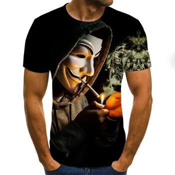 3D печатна тениска мъжете Жокер лице ежедневни О-образно деколте мъжка тениска клоун с къс ръкав смешни тениски 2020 лятна тениска Homme