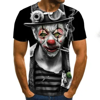 3D печатна тениска мъжете Жокер лице ежедневни О-образно деколте мъжка тениска клоун с къс ръкав смешни тениски 2020 лятна тениска Homme