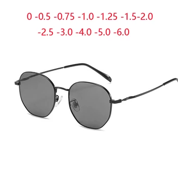 Метален полигон късогледство слънчеви очила готови жените стари сиви лещи за късогледство слънчеви очила с диоптър 0 -0.5 -1.0 -1.5 -2.0 до -6.0