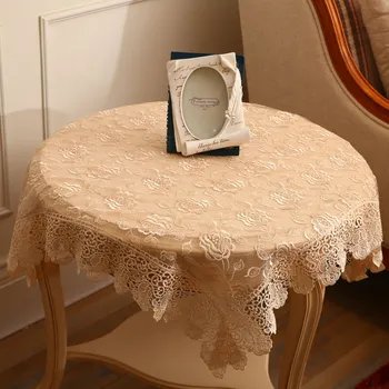 Нова мода сватбена покривка дантела Роза разкошна бродерия европейски стил на кутията моющаяся покривка за чай на масата