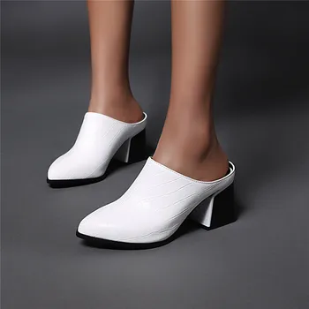 FEDONAS Solid Color Women Shoes Top Quality Wedding High Токчета Pumps пролет лято Show Off Mules Секси Round Toe Shoes Woman