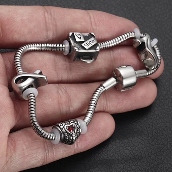 4шт мъниста от неръждаема стомана 5 мм Отвор Пандо мъниста във формата на медальони са подходящи Змия верига кожа кабел гривна като аксесоари втулка