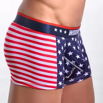 Новият пристигането на американски флаг мъжете сексуално шарени бельо мъжки боксови шорти дъно на чантата гей мъжете гащи #30