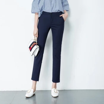 Офис Дама тънък твърди глезена-дължина на панталони за жени на високо качество на работа молив панталони женски 10 Цвят елегантен тесен панталон