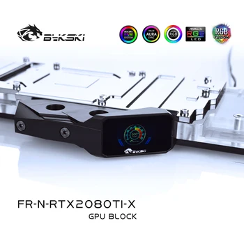 Bykski Water Block use for NVIDIA RTX 2080Ti / 2080 Founders Edition / пълно покритие на Мед Raidator Block / Combo OLED термометър