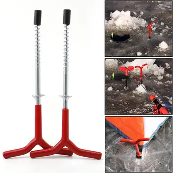 2 елемента, палатки, колчета навити прът фиксиран лед тренировка свредел притежателя на риболовни принадлежности аксесоар