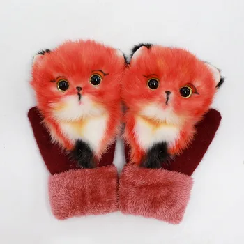 Топли ръкавици за момичета с животни котка Панда Лисица Бухал Еднорог стил зима децата ръкавици сладък дамски ръкавици мода жена ръкавици без пръсти