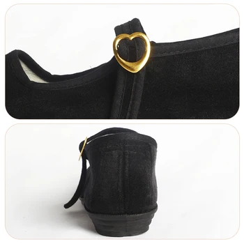 Ежедневни танцови обувки Yangko балетные обувки гумена подметка обтегач Закопчалката чехли мека черна гимнастически обувки с ток 3.5 cm