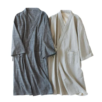 Традиционен японски пижами свободен стил на двойката облекло на жените и мъжете памучни пижами меки удобни кимоно юката пижама хавлия