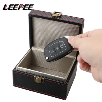 LEEPEE Car Key Box Anti Theft Storage Box RFID Key Fob Protector Carbon Fiber Car Keyless Signal Blocker интериорни аксесоари