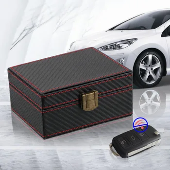 LEEPEE Car Key Box Anti Theft Storage Box RFID Key Fob Protector Carbon Fiber Car Keyless Signal Blocker интериорни аксесоари