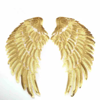 Пайети Златни крила кръпка аксесоари за облекло DIY лепило кръпка желязо на патчах Тъкач дрехи, бижута мода