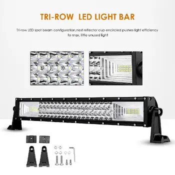 Partol 22 inch 324W Tri-Row LED Light Bar Work Light Straight Spot Flood Combo Beams LED Bar за камион Offroad 4x4, 4WD 12V 24V
