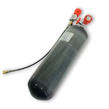 AC168101 4500Psi 6.8 L CE въглеродни влакна пейнтбол резервоар PCP пневматична пушка с червено защитен капак и газова станция Acecare