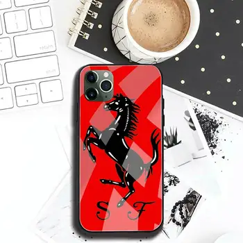 Луксозен автомобил Ferrari лого телефон Case закалено стъкло за iPhone 11 Pro XR XS MAX 8 X 7 6S 6 Plus SE 2020 case