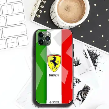 Луксозен автомобил Ferrari лого телефон Case закалено стъкло за iPhone 11 Pro XR XS MAX 8 X 7 6S 6 Plus SE 2020 case