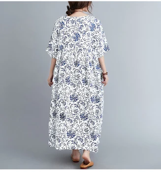 Oladivi големи дрехи плюс размера на жените мода печат лятото с къс ръкав дълга рокля Дама ежедневни свободни рокли, туники 8XL 7XL