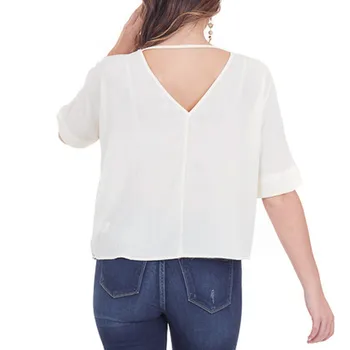 Блуза жените риза дамски топ нова мода елегантни ежедневни риза o образно деколте мозайка пайети светкавица свободни Половината ръкави върховете безплатно Ши