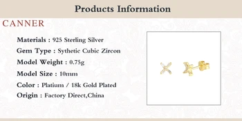 CANNER 925 сребро обеци за жени X квадратен Диамант обеци розово Циркон корейски Pendientes сребро злато бижута