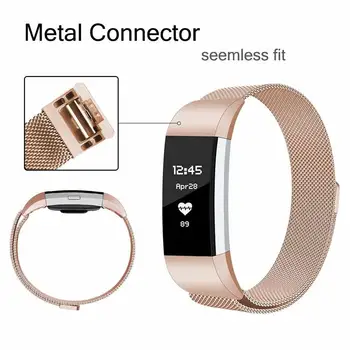 Неръждаема стомана Магнитна гривна каишка за Fitbit Charge 2 резервни гривни миланские ленти за зареждане на 2 аксесоари за часовници