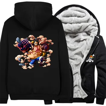 2020 нов One Piece пуловер, мъжки руно с качулка есен и зима графити модел на Саурон Luffy облекло жилетка сгущает яке