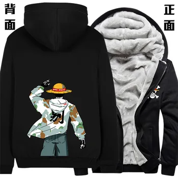 2020 нов One Piece пуловер, мъжки руно с качулка есен и зима графити модел на Саурон Luffy облекло жилетка сгущает яке