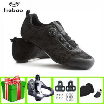 Tiebao пътни велосипедни обувки добавите педала на набор от мъжки маратонки професионален състезателен велосипед самостоятелно блокиране на открит спортен мотор Bicicleta