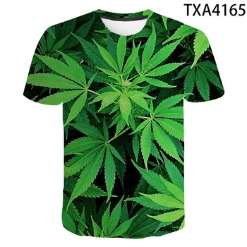 Трева, листа зелени листа 3D печатни фланелка на мъже, жени деца лятото с къс ръкав тениска мода върховете момче момиче децата тениски и облекло