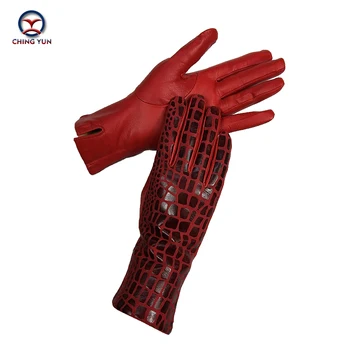 ЧИНГ ЮН дамски ръкавици от естествена кожа змия кожа шаблон Зима Есен модната марка с високо качество на коза кожа топли ръкавици жена