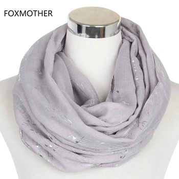 FOXMOTHER 2019 нов дизайн на жените тъмно сиво метално фолио Сребърна музикална нота шал за жени Дами