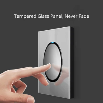 2019 Wallpad 3 банда 1 случаен начин, Кликнете бутона стенен прекъсвач светлина с LED индикатор grey Crystal стъклен панел 16A