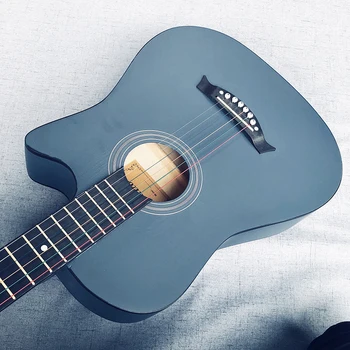 Diduo 38 инча акустична китара Липа Guitarra за начинаещи синьо е чудесен музикален инструмент Китара аксесоари AGT73